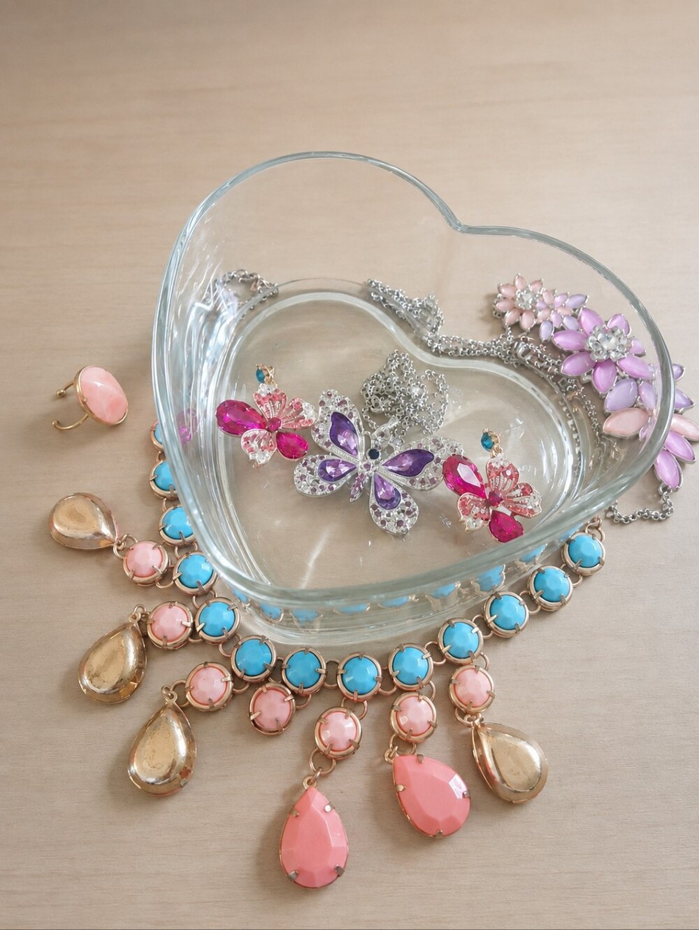 Pastel Heart Treasure Curated Jewelry Bundle One of a Kind